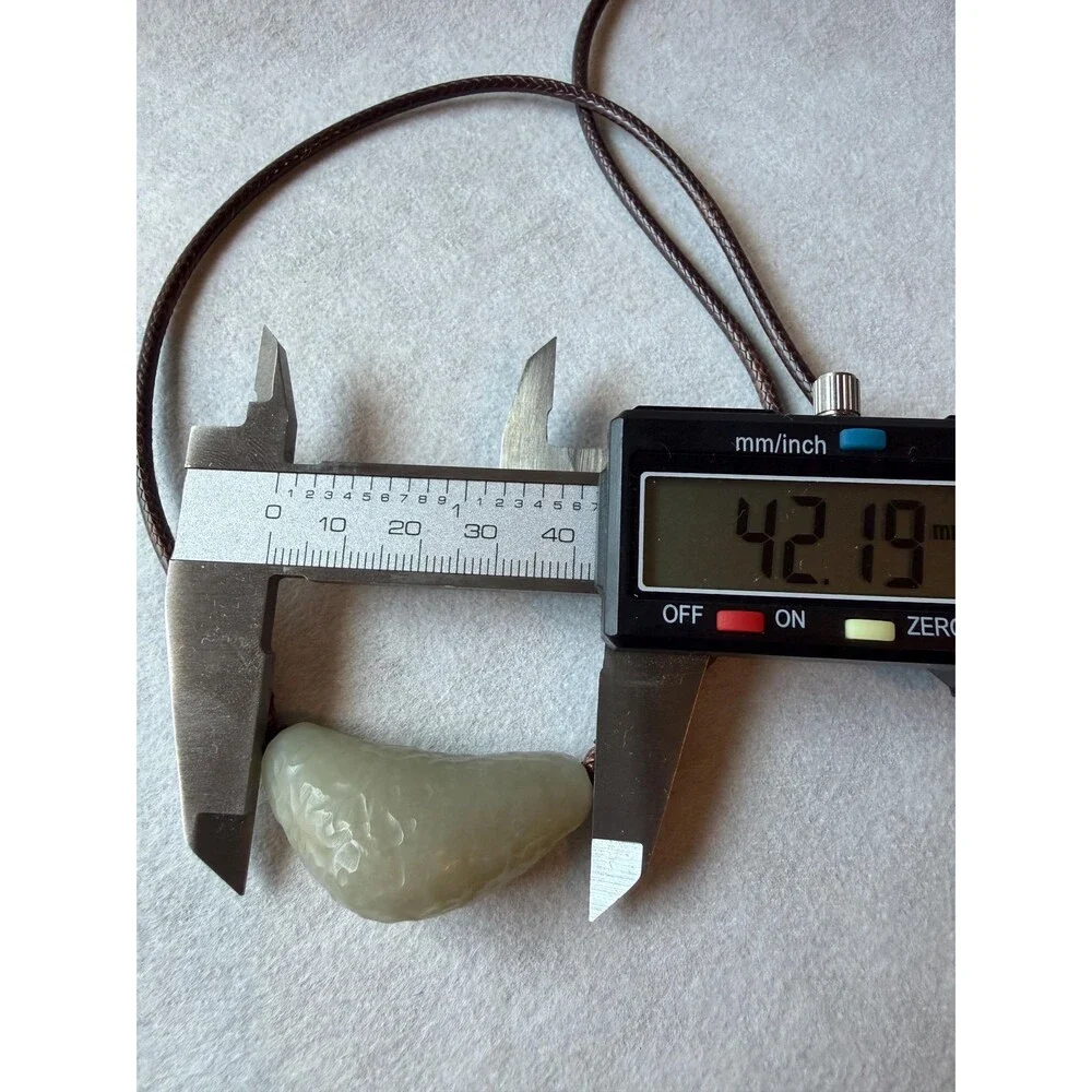 Natural White Jade Pendant Necklace OOAK Freeform Nugget  Chunky Organic Jade